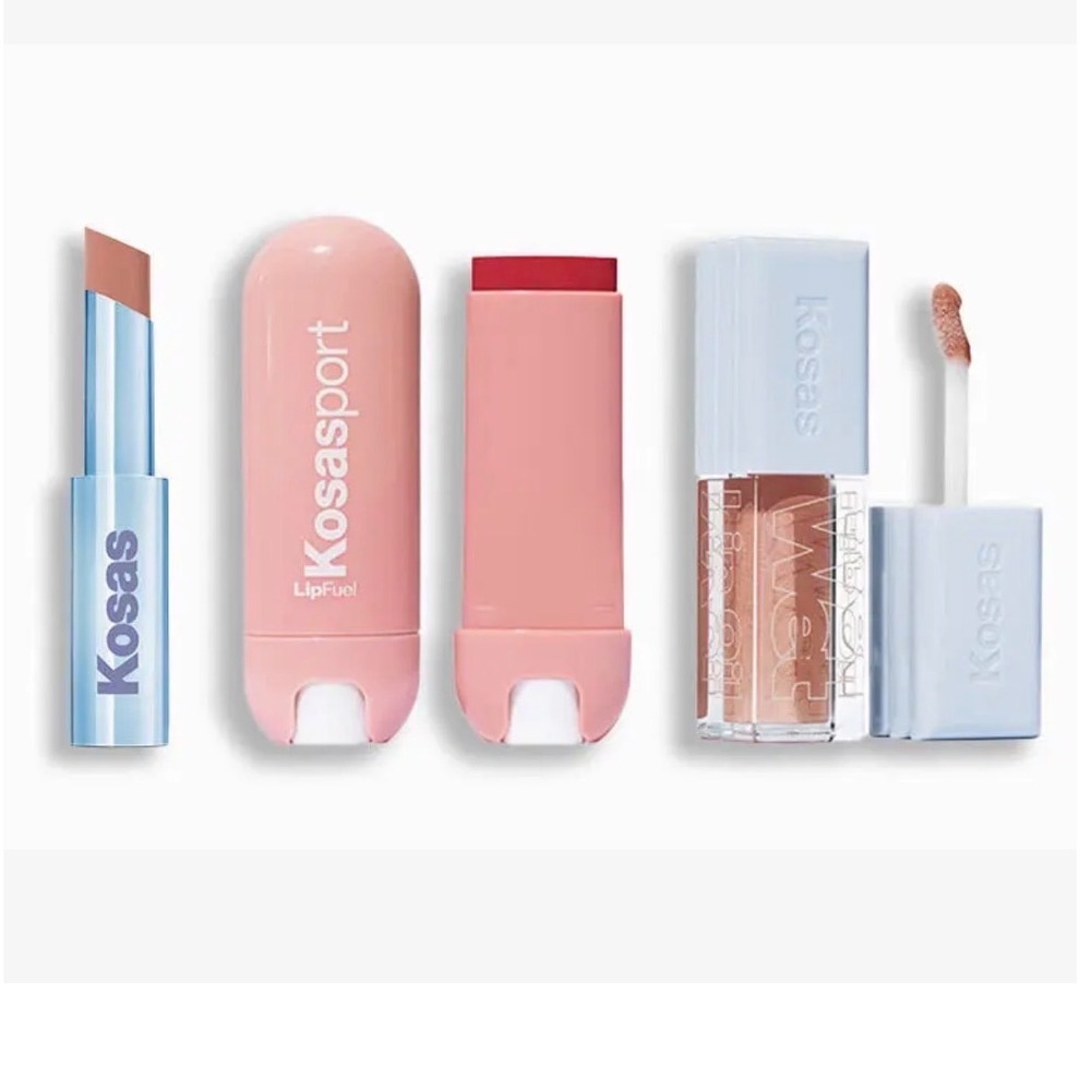 Kosas Your Lips But Glowier Trio Wet Lip Oil Wet Stick LipFuel Full Size Set NEW